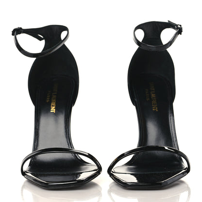 Saint Laurent Patent Calfskin Opyum 110 Sandals 38.5 Black Gold 2 of 9