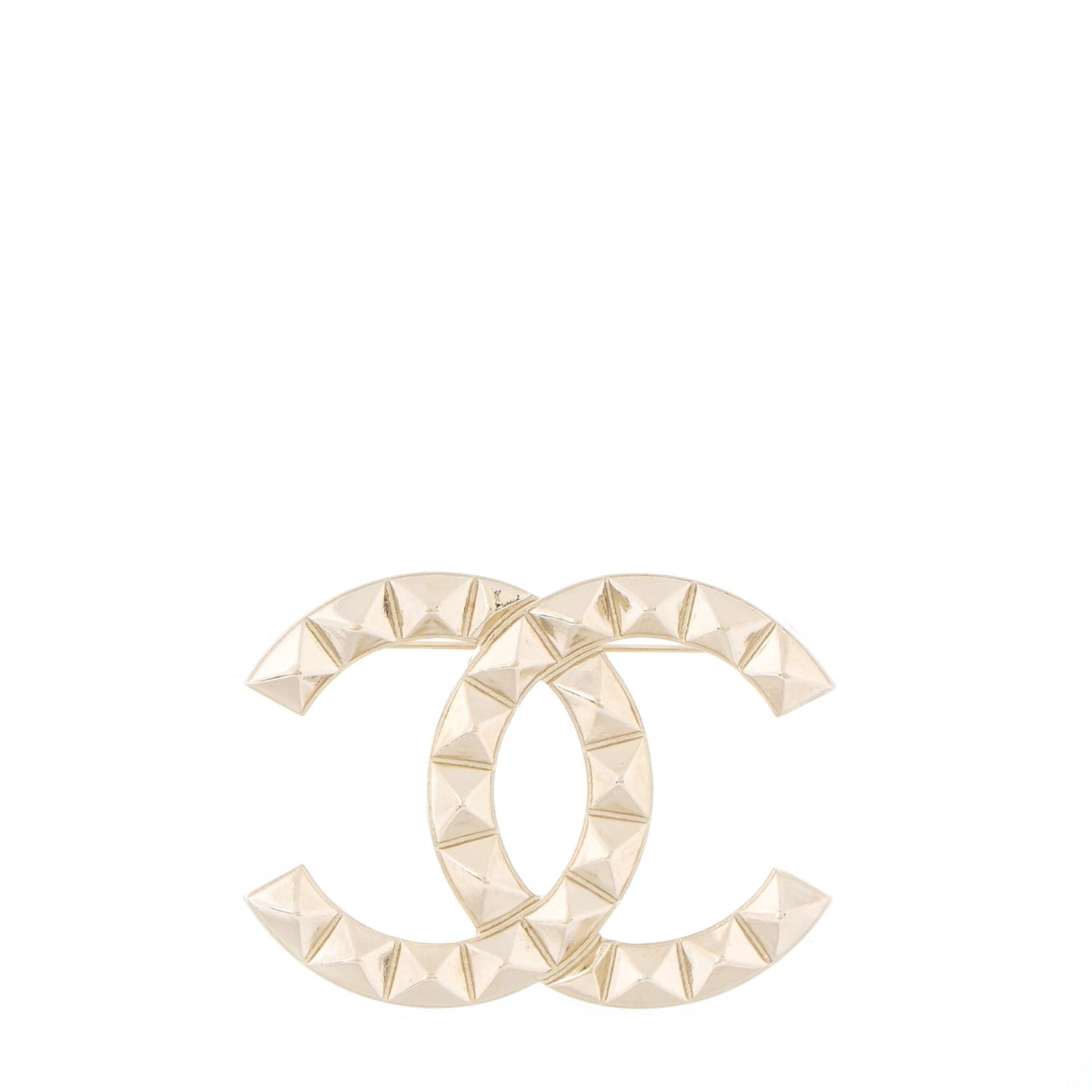 Studded CC Pin Brooch Gold