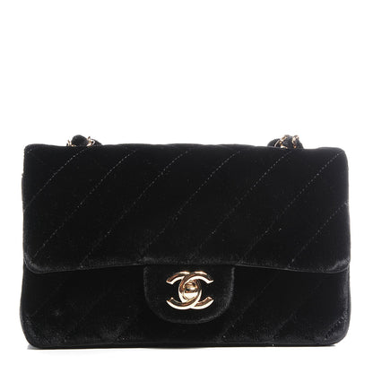 Chanel Velvet Quilted Rectangle Mini Flap Black 1 of 8