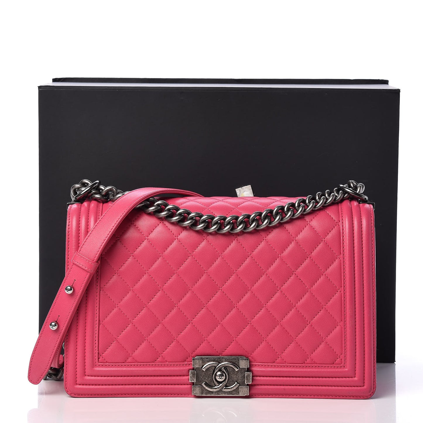 Lambskin Quilted New Medium Boy Flap Pink