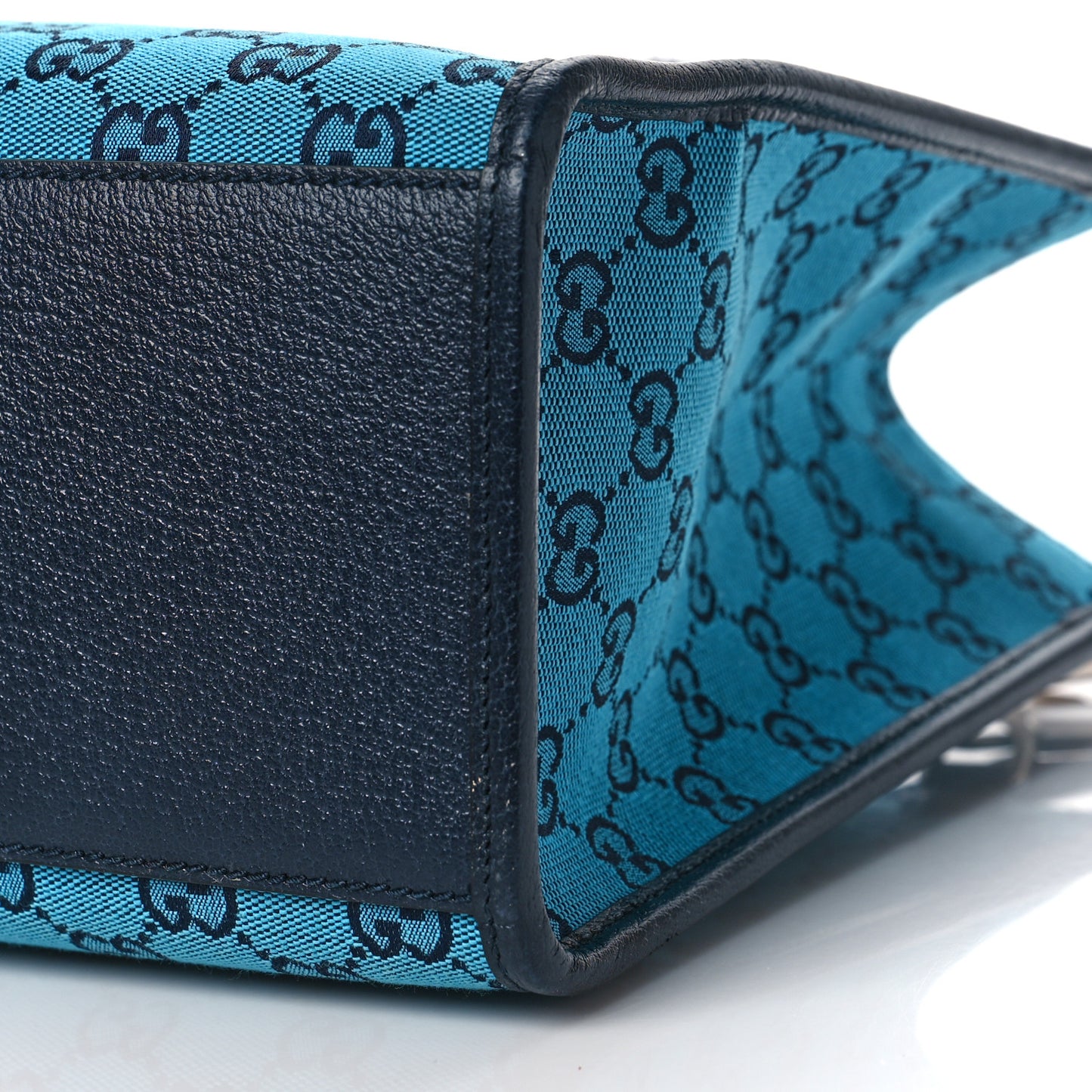 Monogram Multicolor Textured Dollar Calfskin Small Retro Interlocking G Tote Bag Light Blue