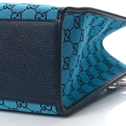 Gucci Monogram Multicolor Textured Dollar Calfskin Small Retro Interlocking G Tote Bag Light Blue 9 of 9