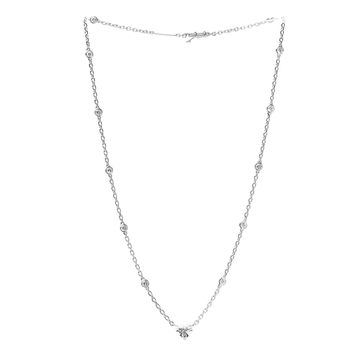 18K White Gold Diamond 1.11ct Melopee Heart Diamond Necklace