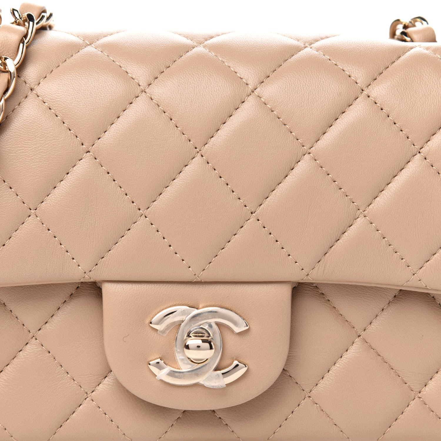 Chanel Lambskin Quilted Mini Rectangular Flap Dark Beige 9 of 11