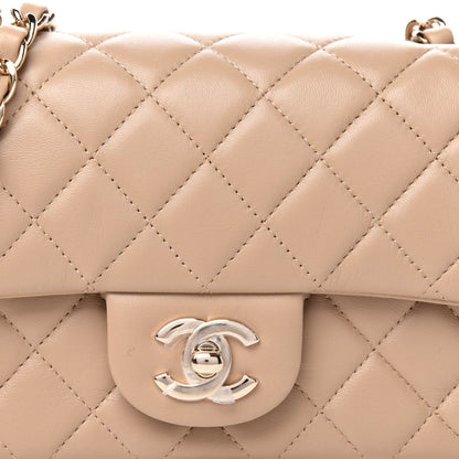 Chanel Lambskin Quilted Mini Rectangular Flap Dark Beige 9 of 11
