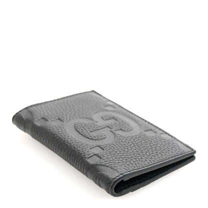 Gucci Piuma Calfskin Jumbo GG Embossed Card Case Black 4 of 8