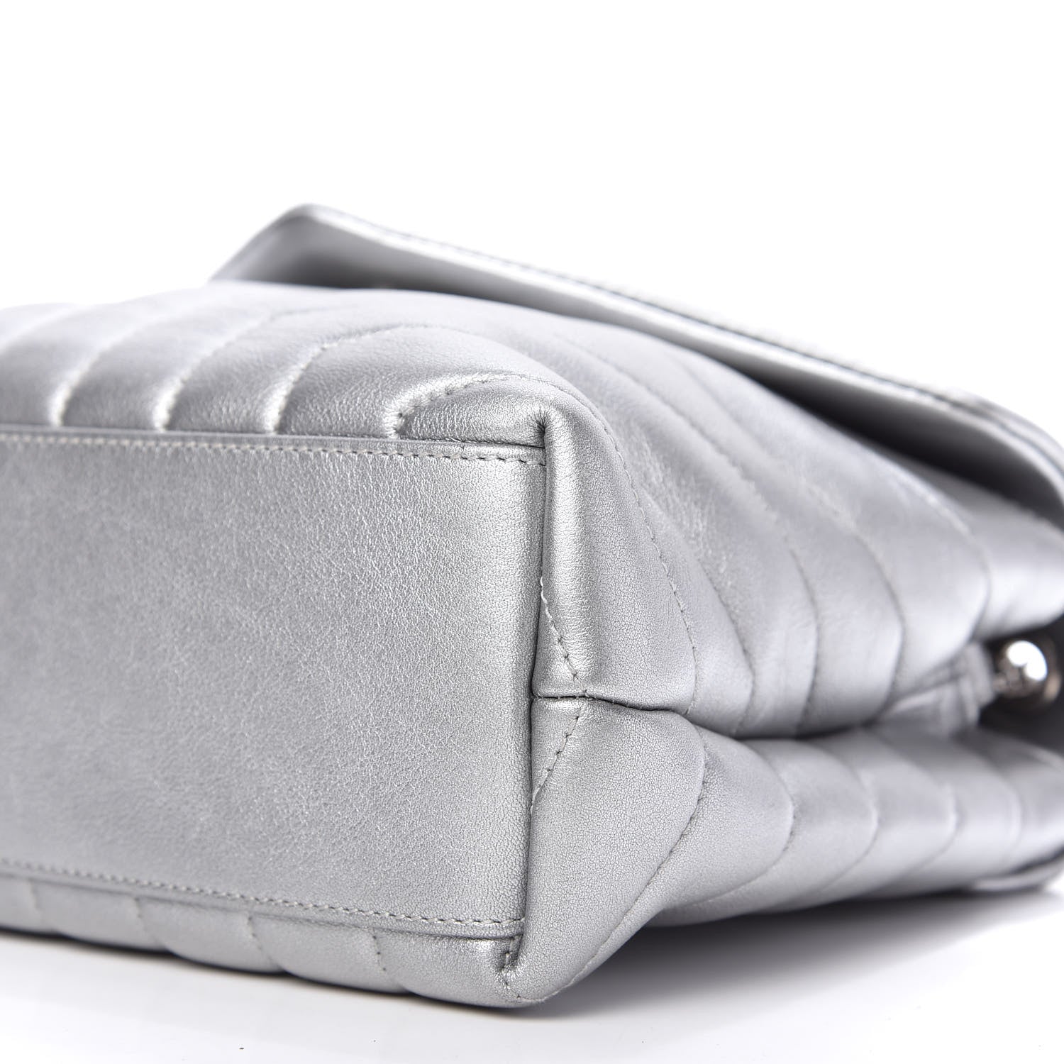 Saint Laurent Metallic Calfskin Y Quilted Monogram Small Loulou Chain Satchel Silver 7 of 10