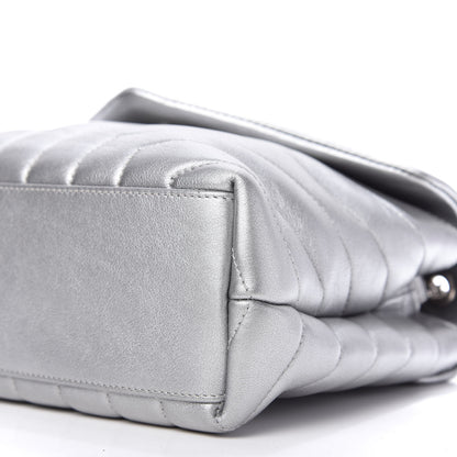 Saint Laurent Metallic Calfskin Y Quilted Monogram Small Loulou Chain Satchel Silver 7 of 10