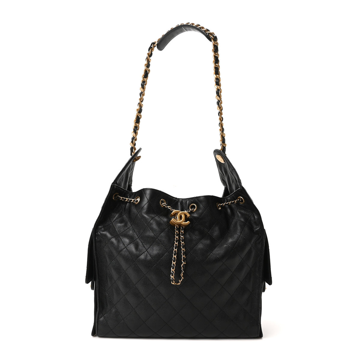 Caviar Quilted Medium Chanel 25 Handbag Black