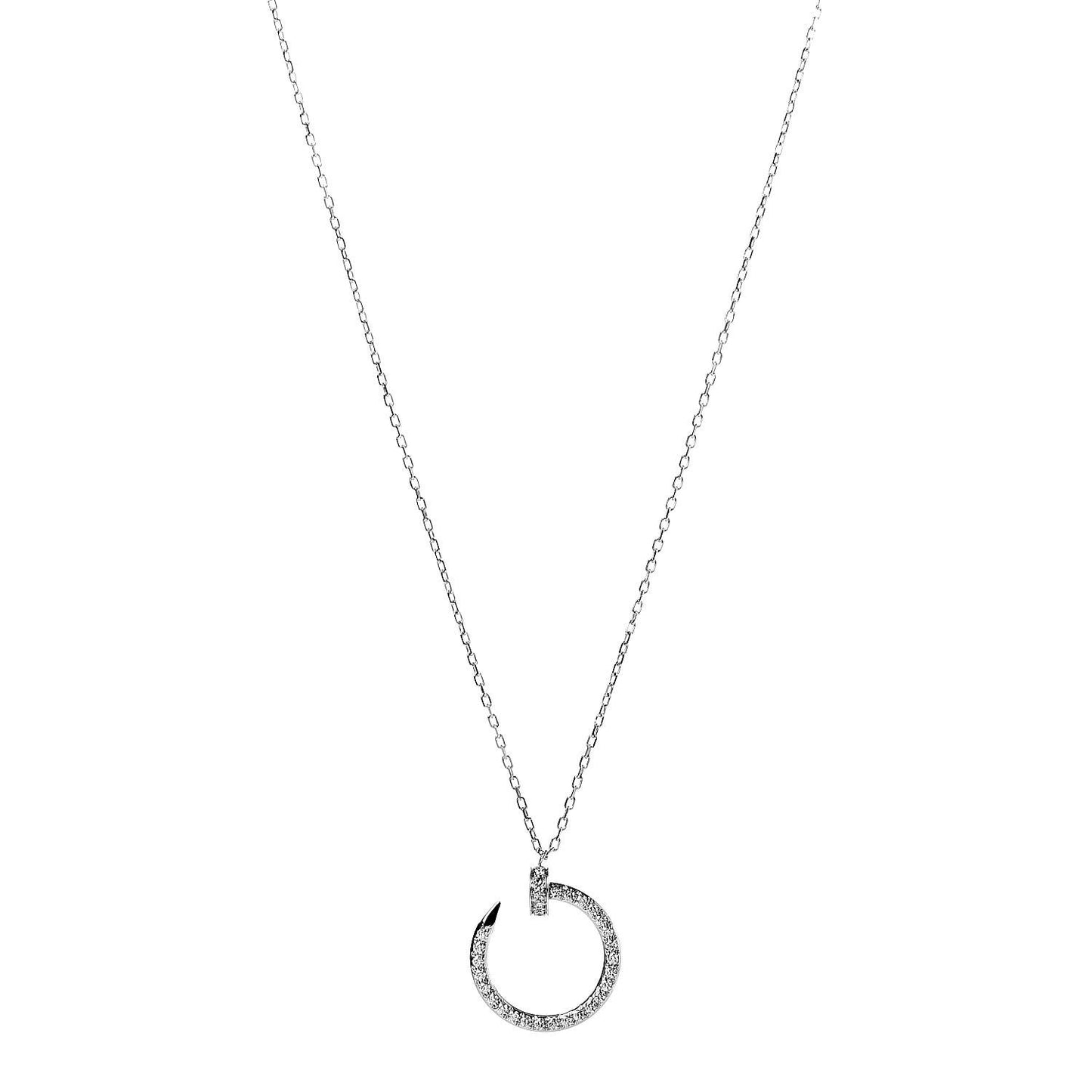 18K White Gold Diamond Juste Un Clou Paved Pendant Necklace
