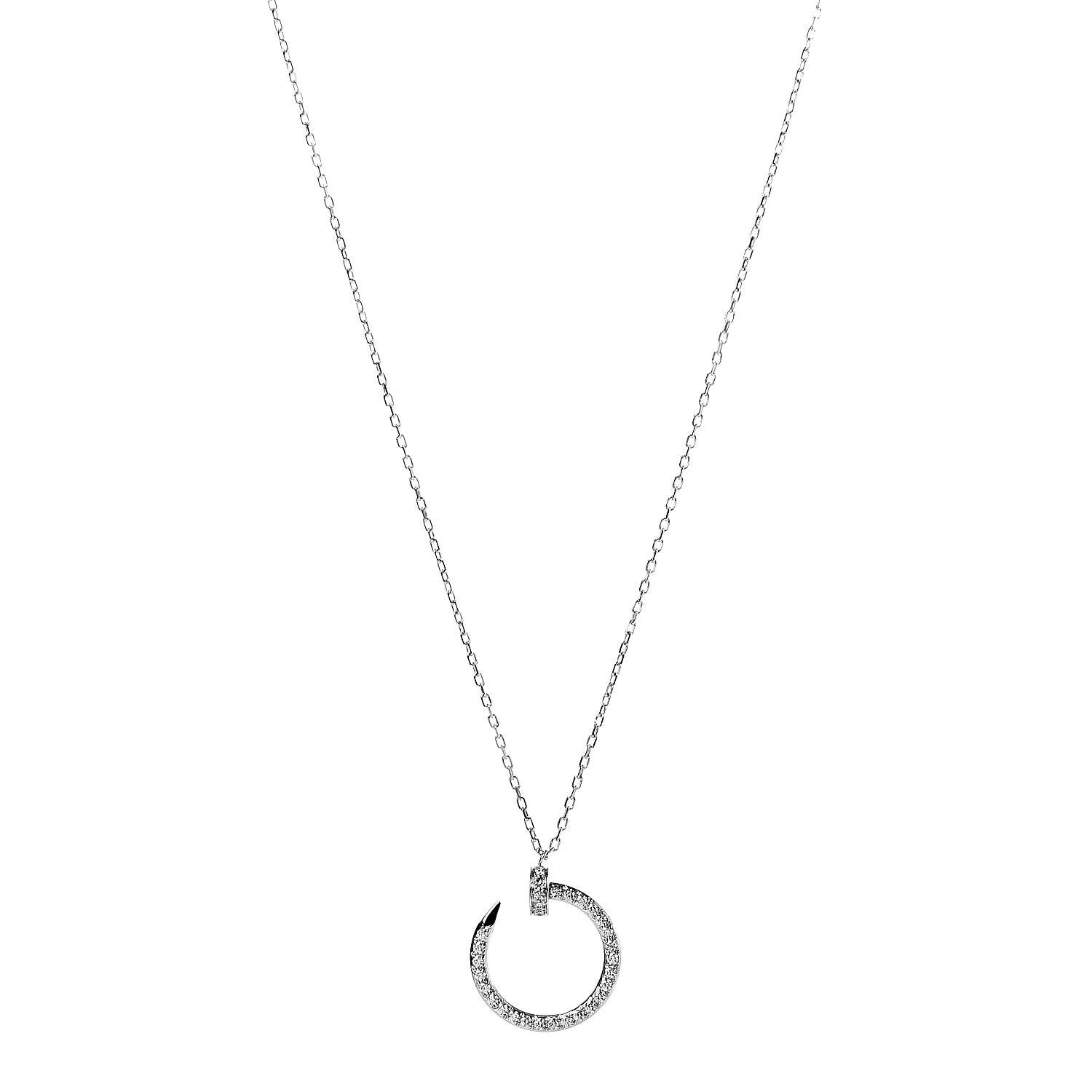 Cartier 18K White Gold Diamond Juste Un Clou Paved Pendant Necklace 1 of 6