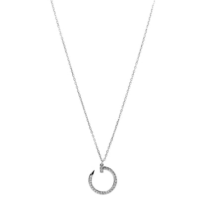 Cartier 18K White Gold Diamond Juste Un Clou Paved Pendant Necklace 1 of 6