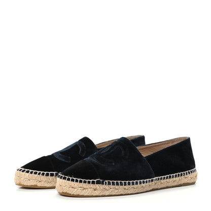 Chanel Velvet CC Espadrilles 41 Dark Navy Black 3 of 7