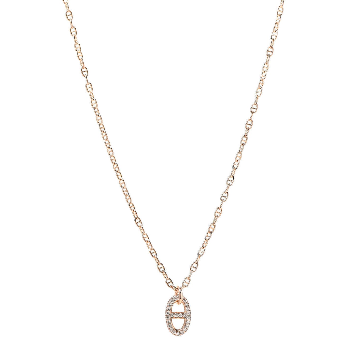 18K Rose Gold Diamond PM New Farandole Pendant Necklace ST