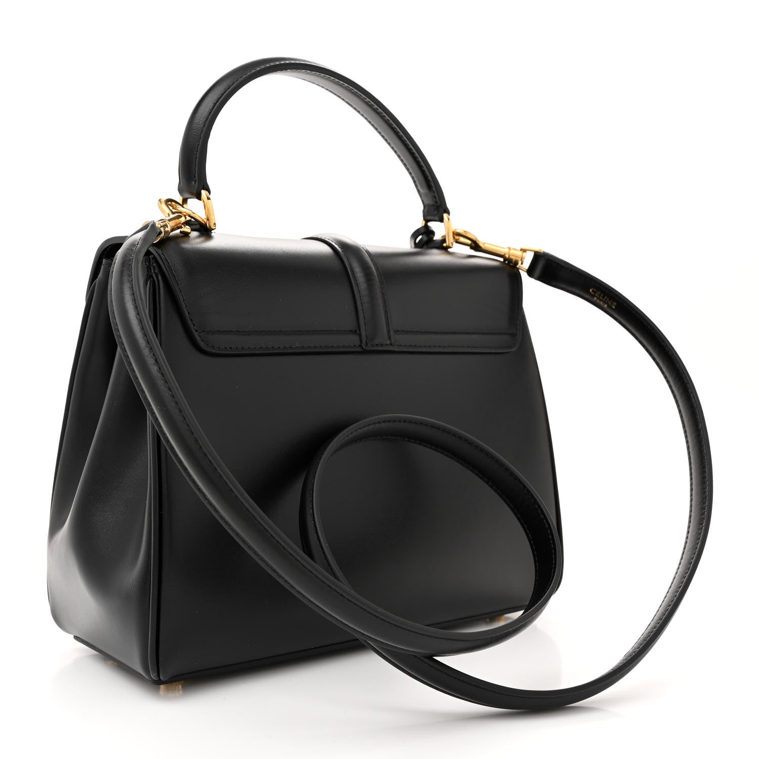 Celine Satinated Calfskin Small 16 Top Handle Bag Black 3 of 11