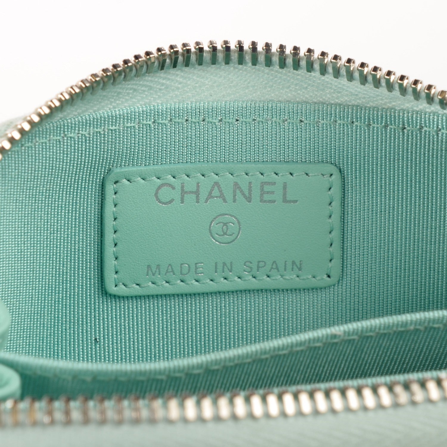 Chanel Patent Calfskin Quilted Zip Coin Purse Light Green 12 of 16