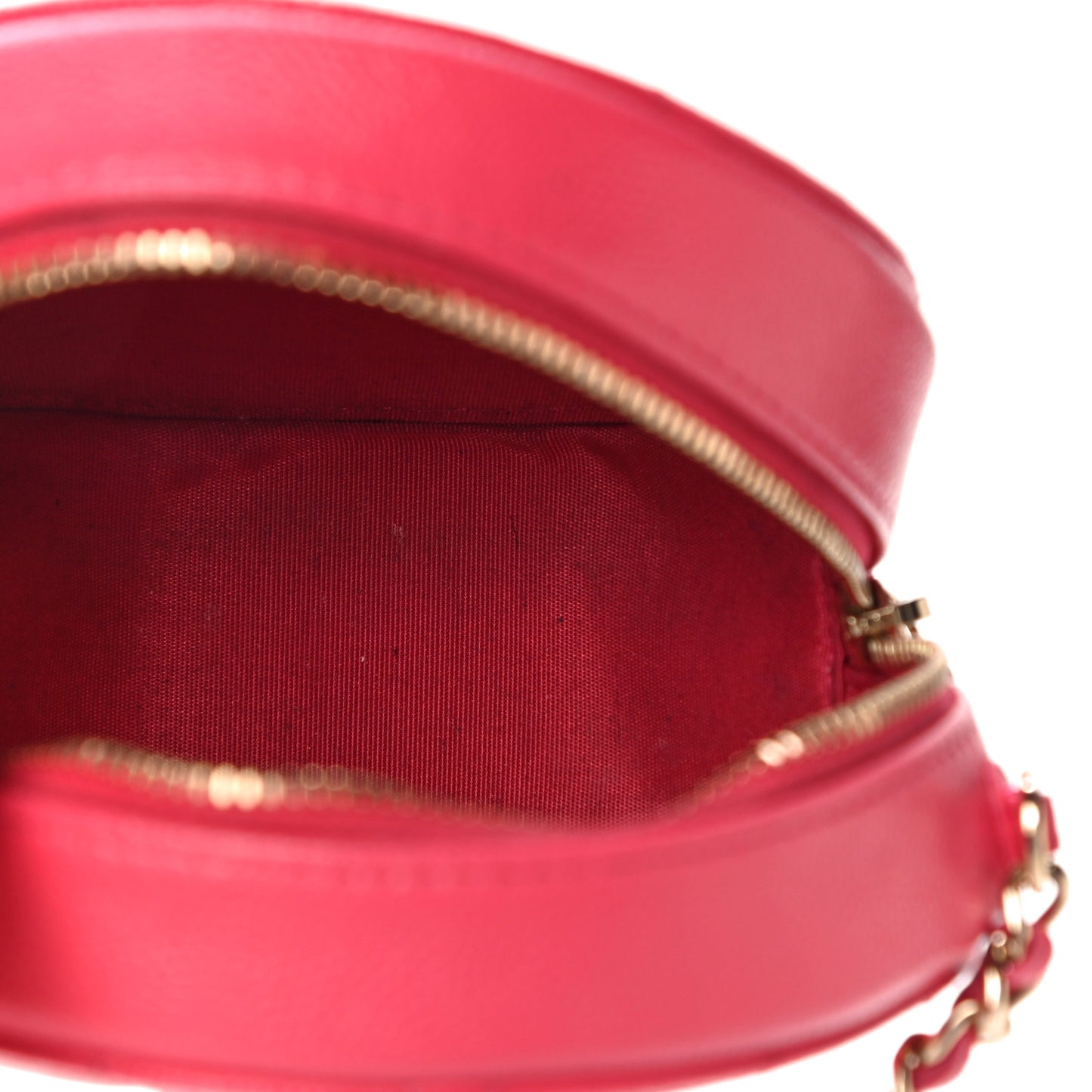 Caviar Quilted French New Wave Round Clutch With Chain Pink