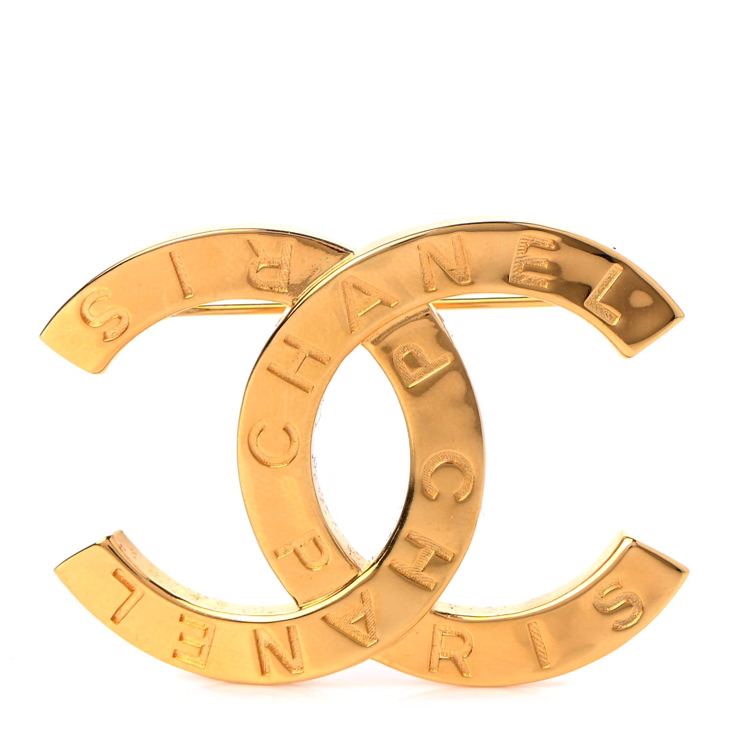 Chanel Metal Paris Button CC Large Brooch Gold 1 of 4