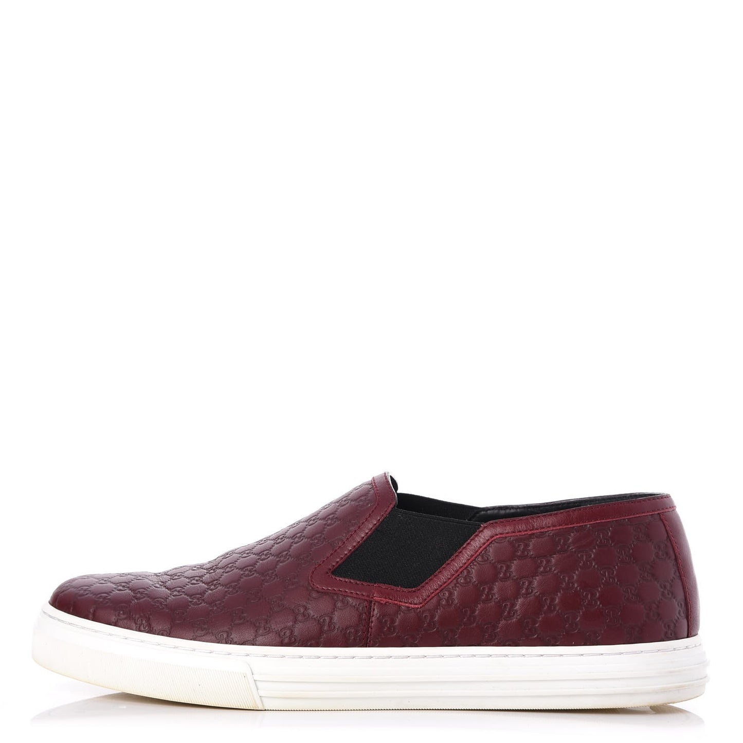 Soft Microguccissima Leather Mens Slip On Sneakers 7 Rosso Nero Black