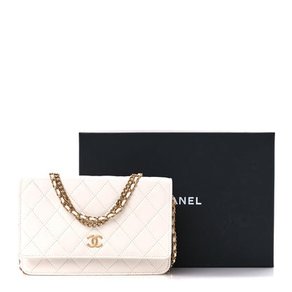 Chanel Lambskin Quilted Enamel Wallet On Chain WOC White 12 of 12
