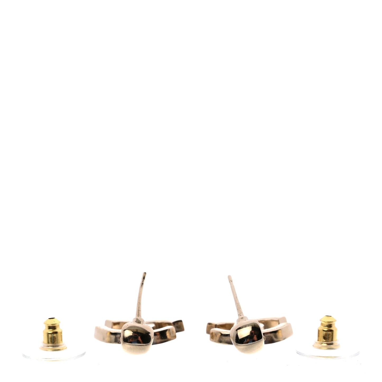 Metal Crystal CC Hoop Drop Earrings Gold