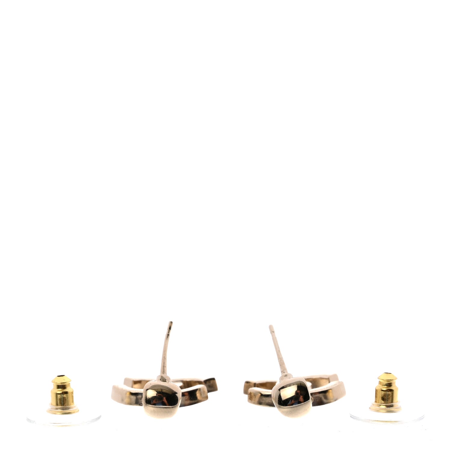 Chanel Metal Crystal CC Hoop Drop Earrings Gold 3 of 4