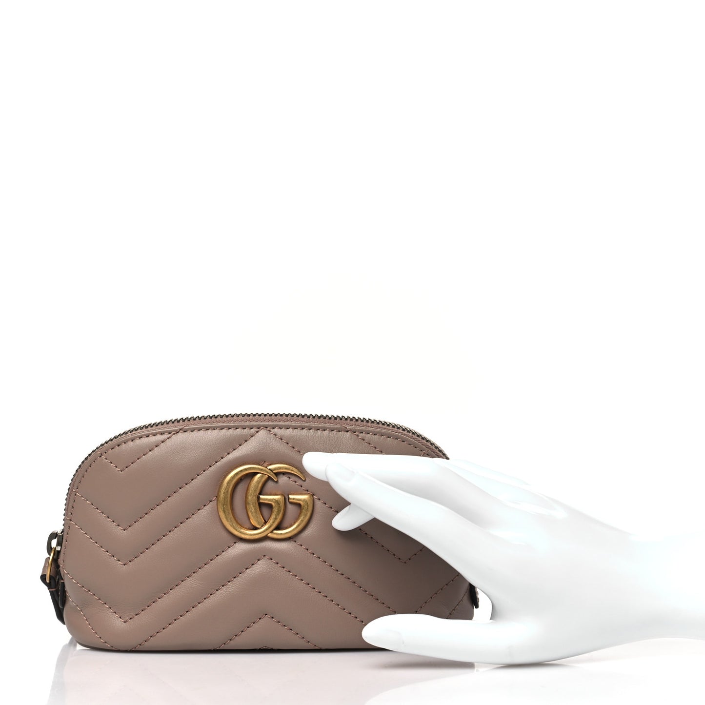 Calfskin Matelasse GG Marmont Pouch Cosmetic Case Porcelain Rose