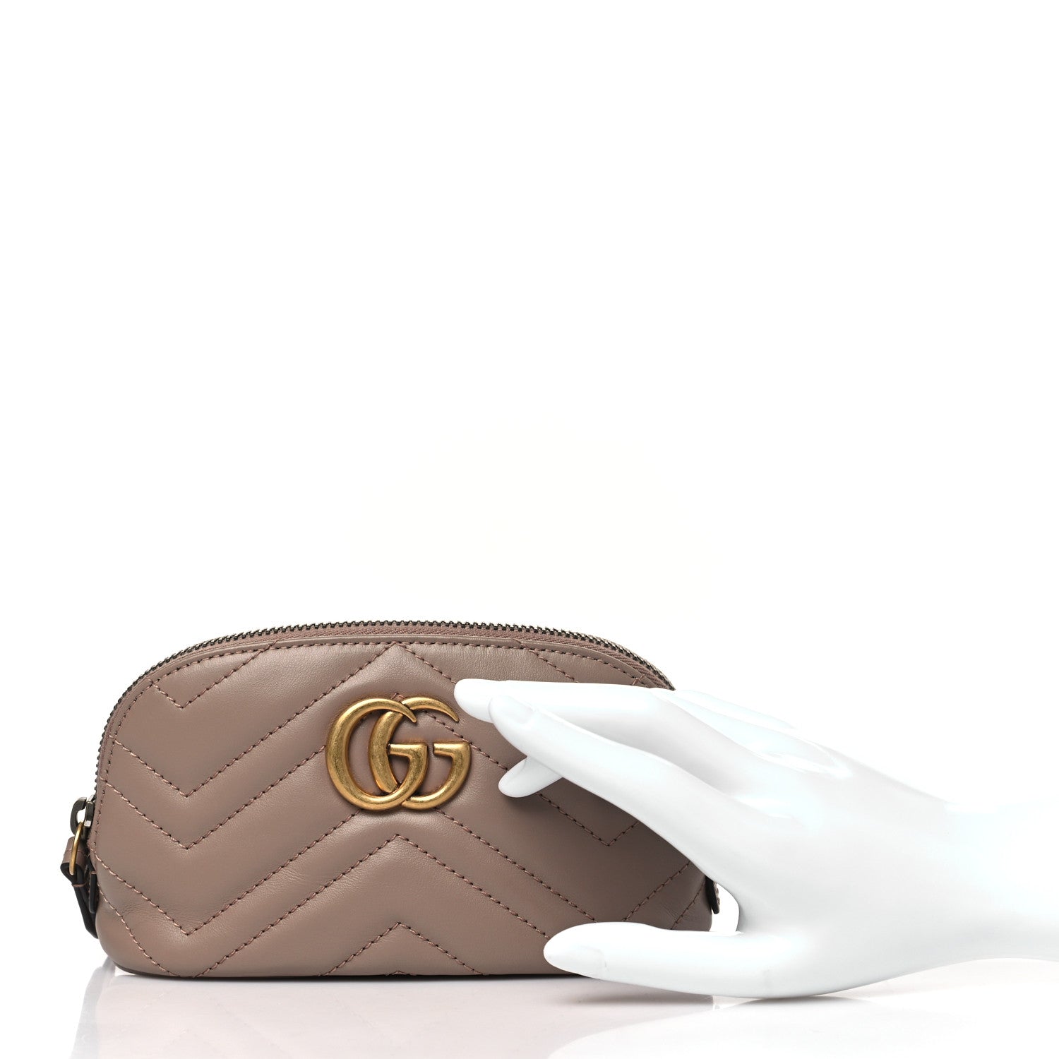 Gucci Calfskin Matelasse GG Marmont Pouch Cosmetic Case Porcelain Rose 2 of 10