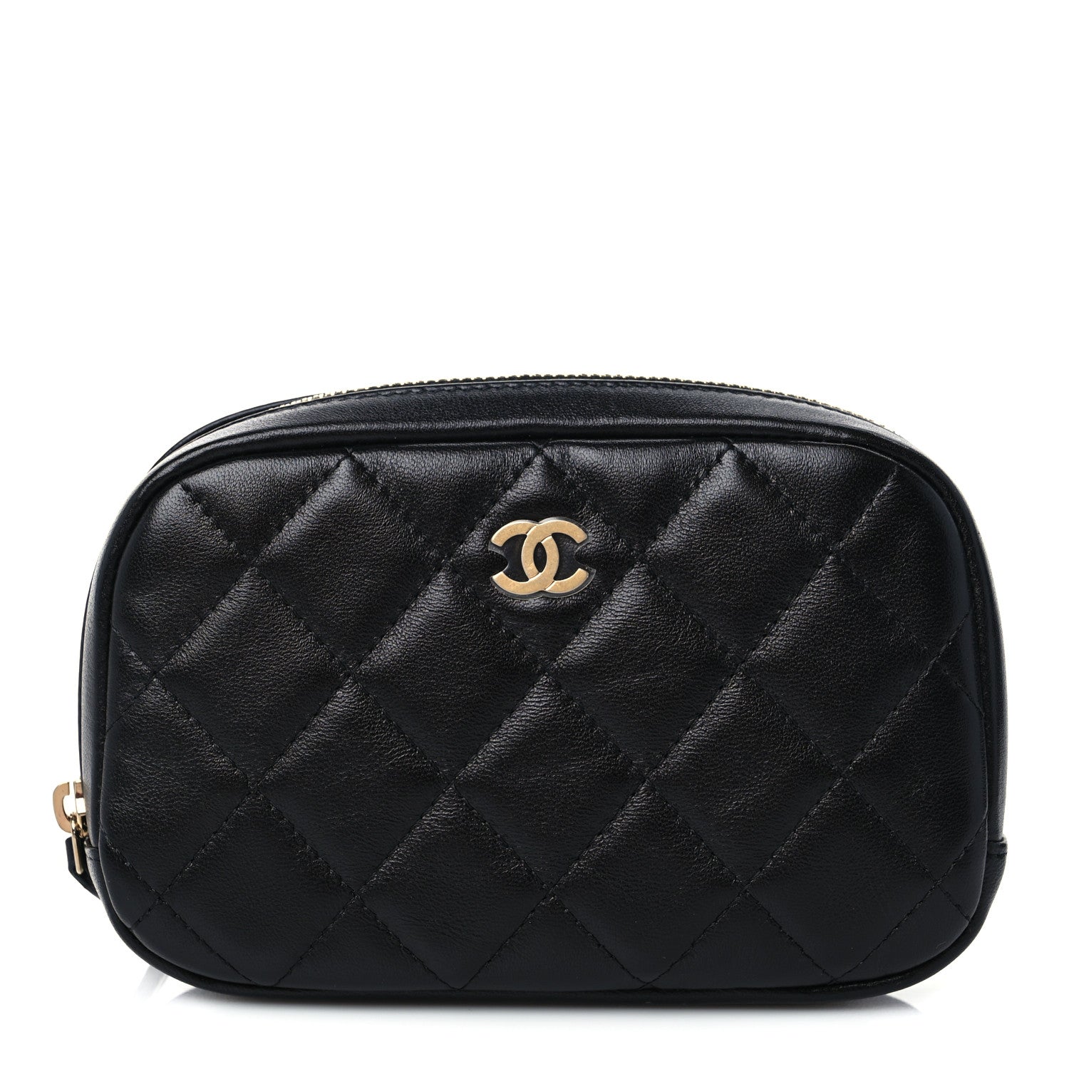 Chanel Lambskin Quilted Small Curvy Pouch Cosmetic Case Black 1 of 8