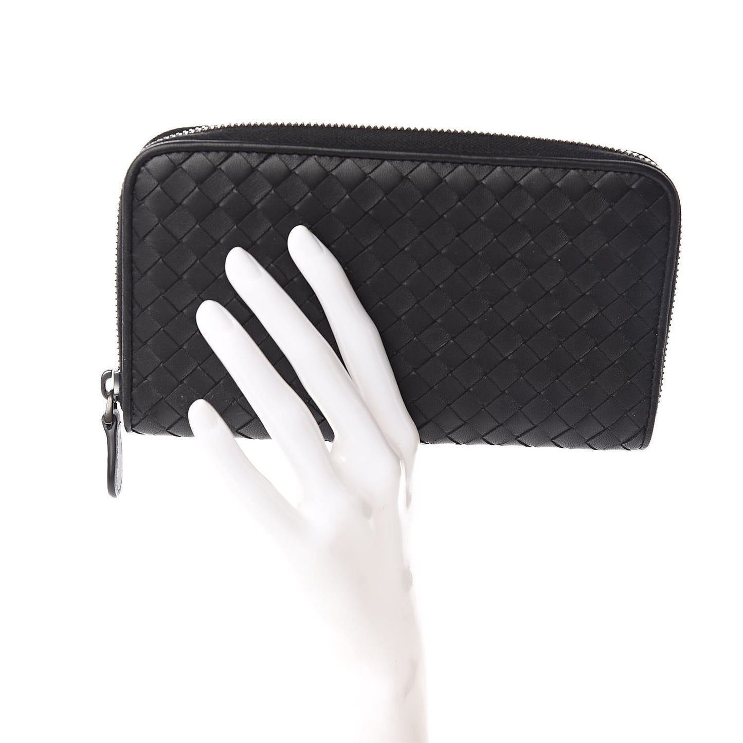 Nappa Intrecciato Zip Around Wallet Black