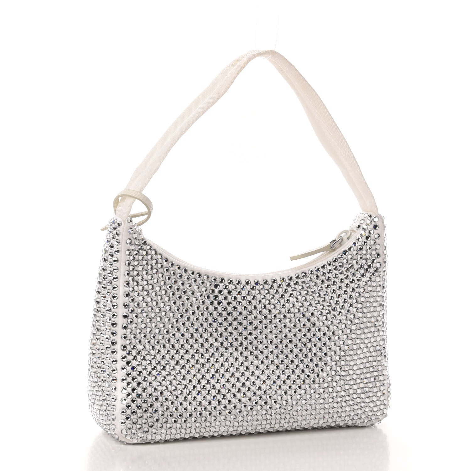 Prada Satin Crystal Mini Re-Edition 2000 Bag White 3 of 13