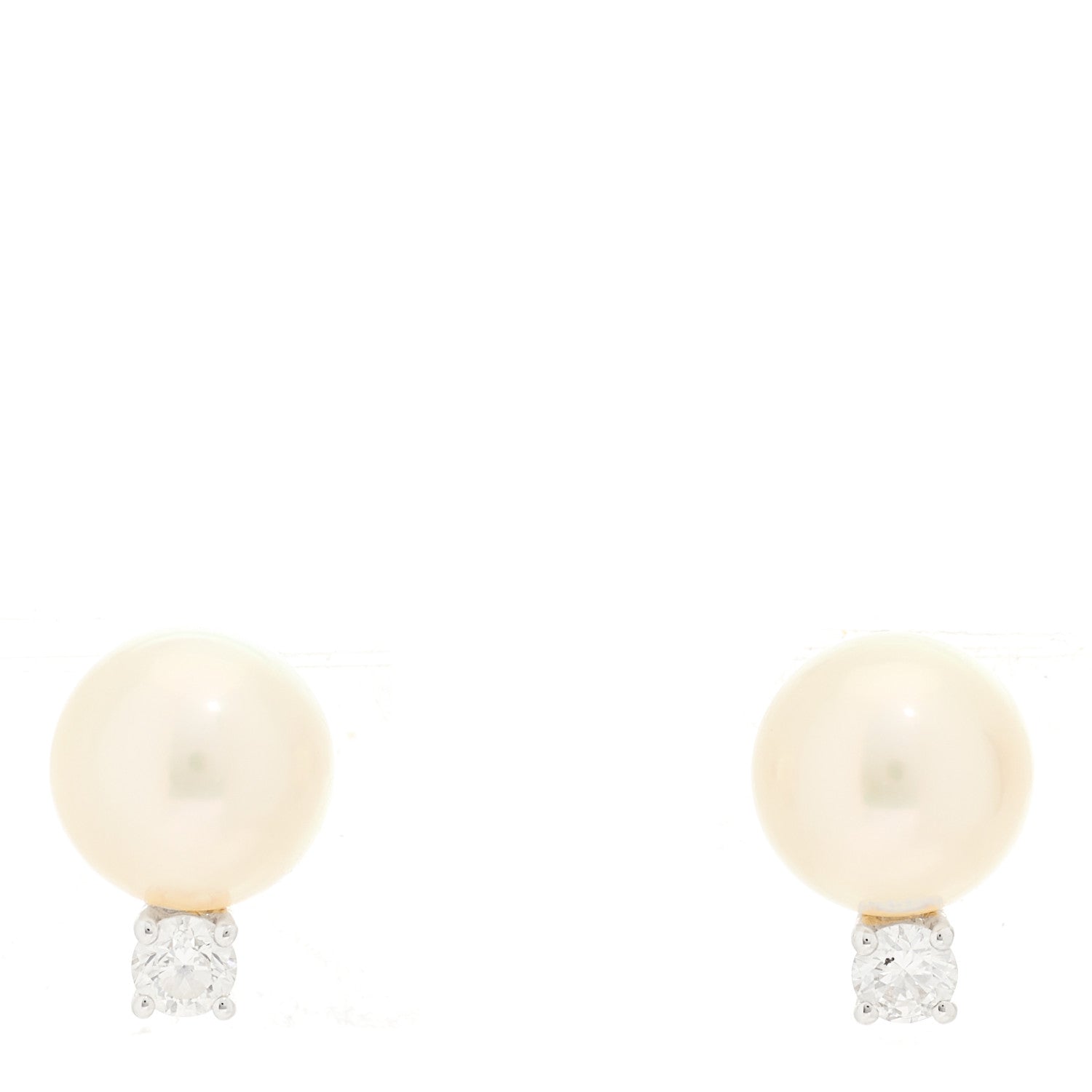 Mikimoto 18K White Gold Diamond Akoya Pearl 8-8.5mm Stud Earrings 1 of 4