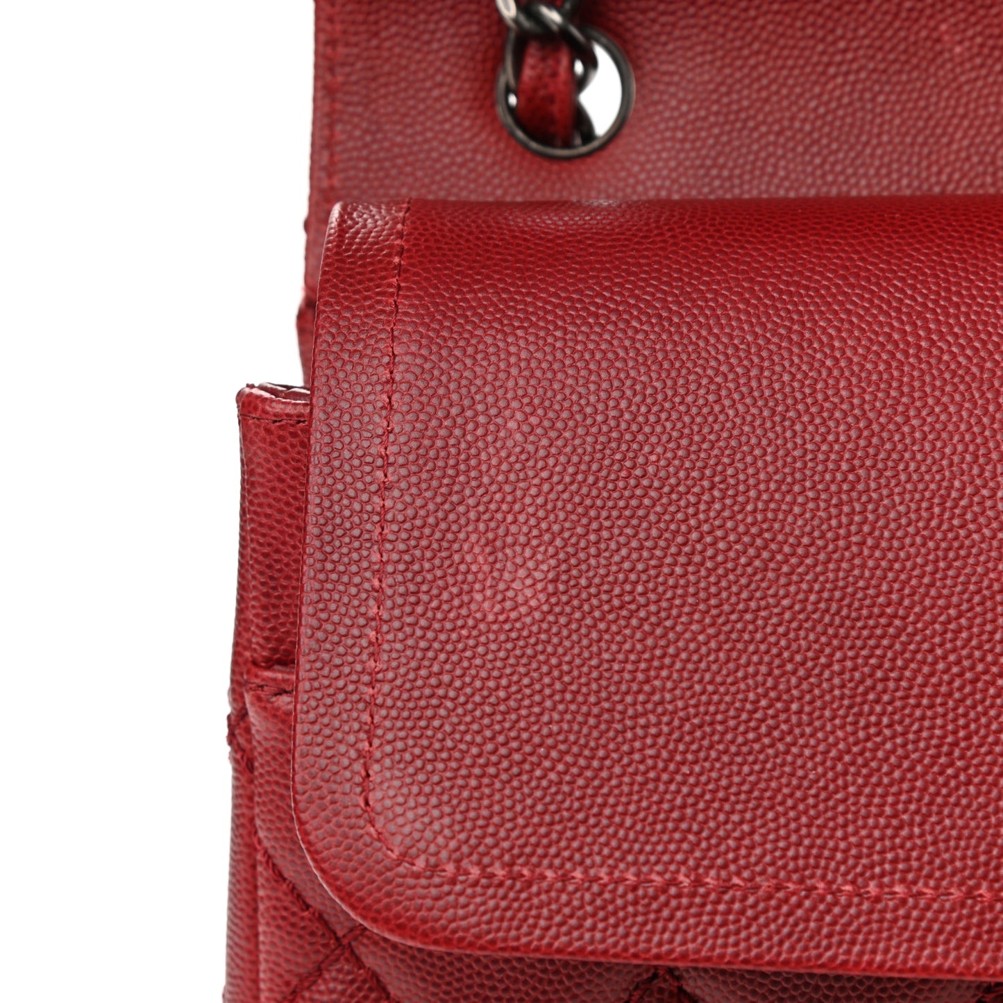 Caviar Quilted Jumbo Double Flap Dark Red