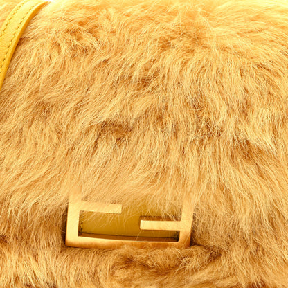 Fendi Shearling Shiny Nappa Mini Baguette Yellow 9 of 11