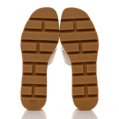 Hermes Calfskin Cork Eze 30 Sandals 38 White 5 of 13