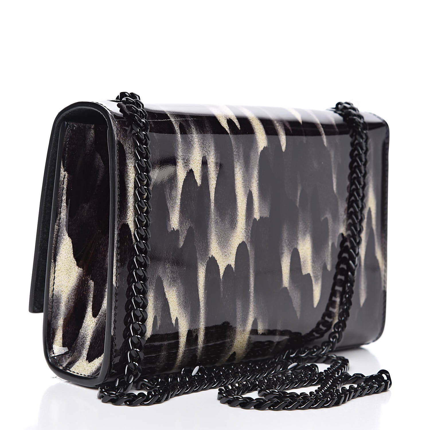 Saint Laurent Patent Small Monogram Kate Satchel Black Ivory Gold 3 of 11