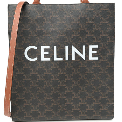 Celine Triomphe Canvas Calfskin Small Vertical Cabas Tan 7 of 10