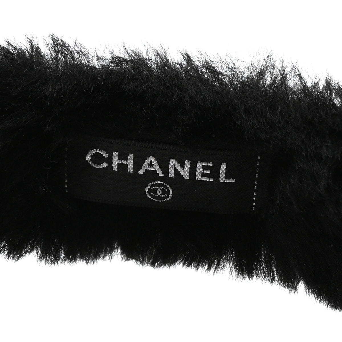 Shearling CC Ear Muffs Black White