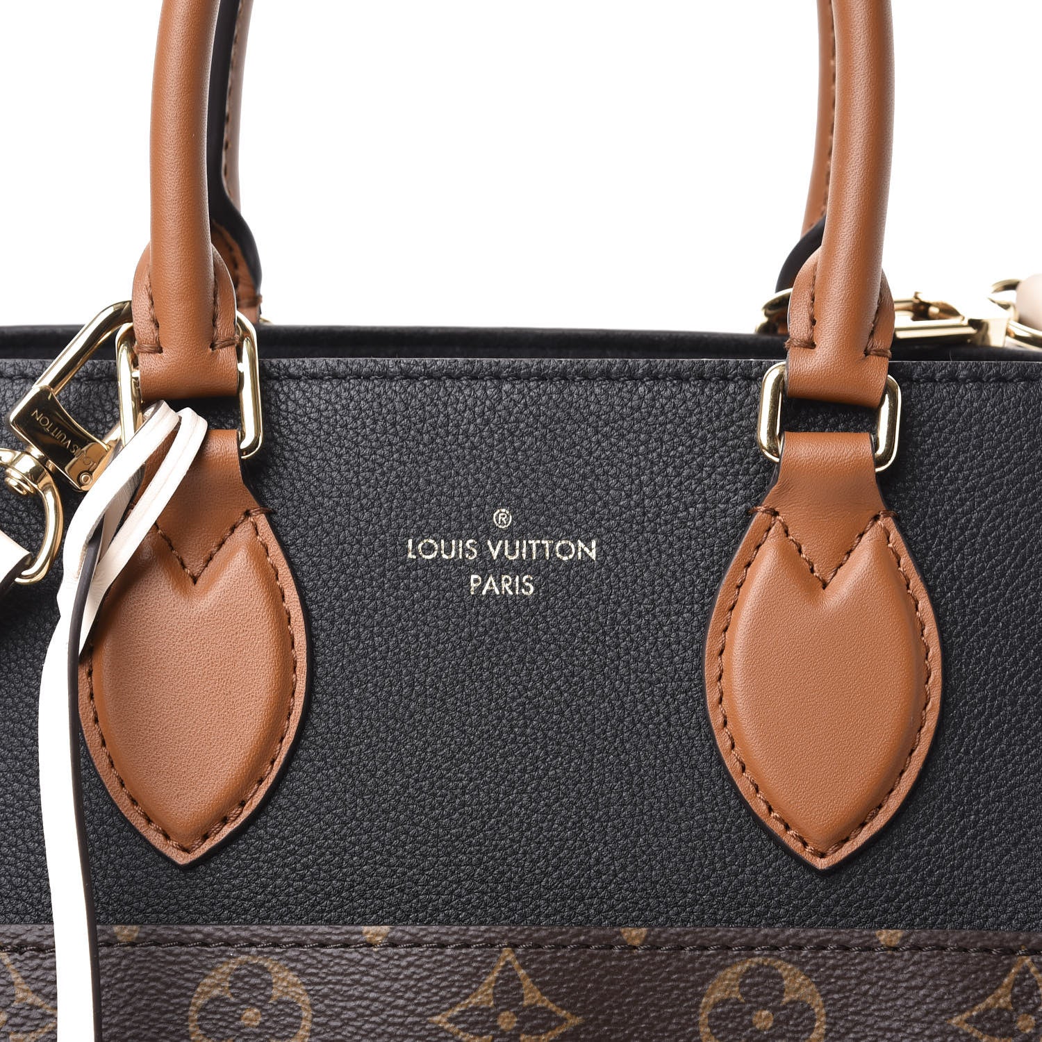 Louis Vuitton Calfskin Monogram Fold Tote MM Black Wine Cream 10 of 10