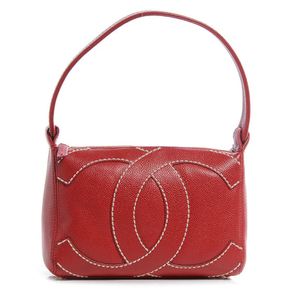 Chanel Caviar CC Stitched Small Shoulder Bag Red 1 of 7