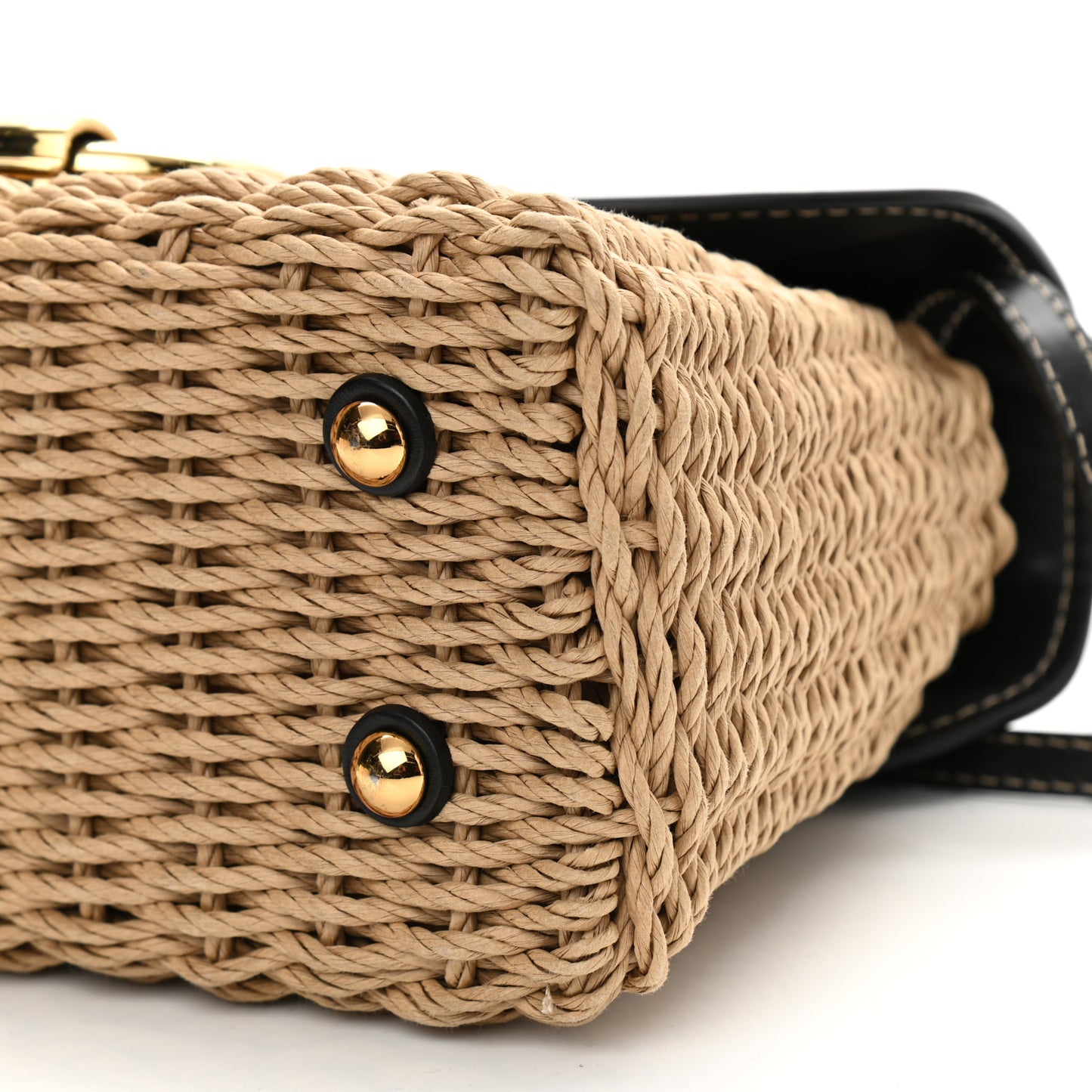 Calfskin Wicker Margot Top Handle Satchel Black