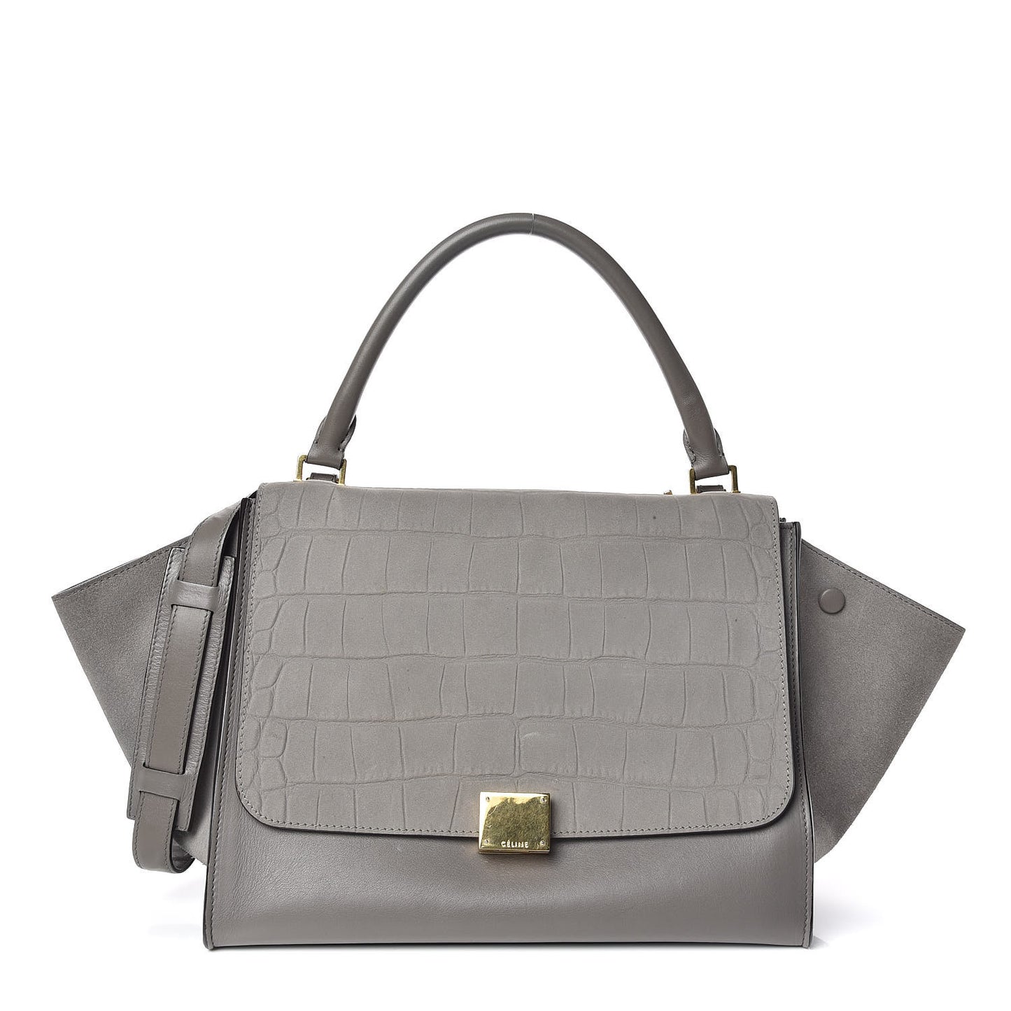 Crocodile Embossed Nubuck Medium Trapeze Grey