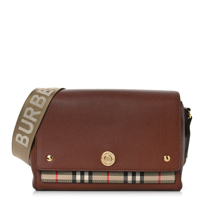 Burberry Calfskin Vintage Check Note Crossbody Bag Tan 1 of 8