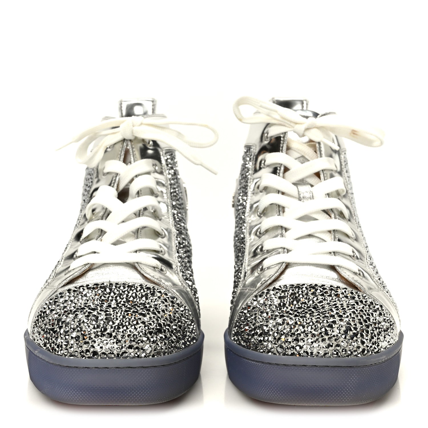 Christian Louboutin Laminated Nappa Frozen Strass Mens Louis Orlato Flat Sneakers 45.5 Silver 3 of 11