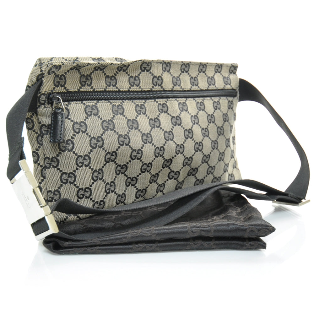 GG Monogram Web Double Pocket Belt Bag Navy Black
