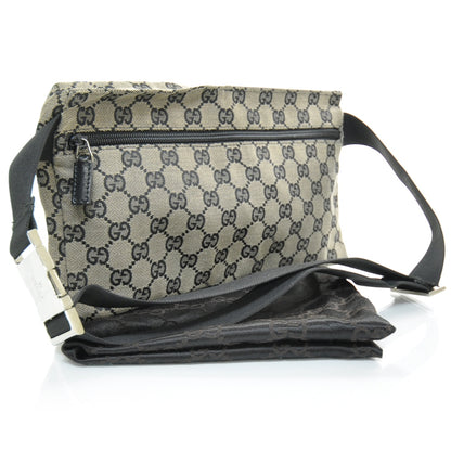 Gucci GG Monogram Web Double Pocket Belt Bag Navy Black 2 of 8