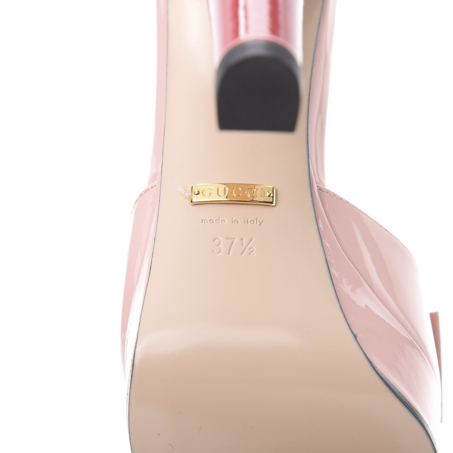 Gucci Patent Crystal GG Bow Sadie Spike Ankle Strap d'Orsay Platform High Heel Pumps 37.5 Perfect Pink 7 of 9