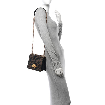 Fendi Vitello Liberty Bi-Color FF 1974 Embossed Small Kan U Shoulder Bag Maya Black 2 of 11