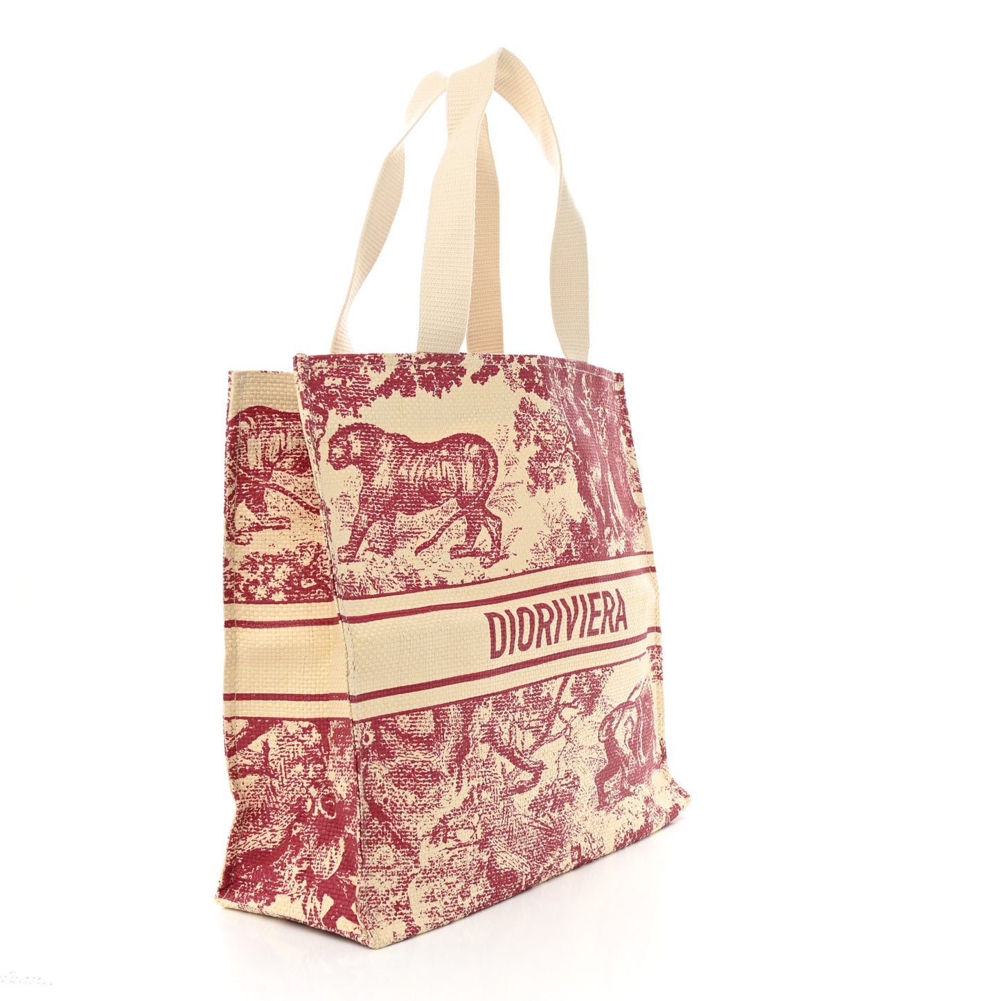 Straw Dioriviera Tote Red