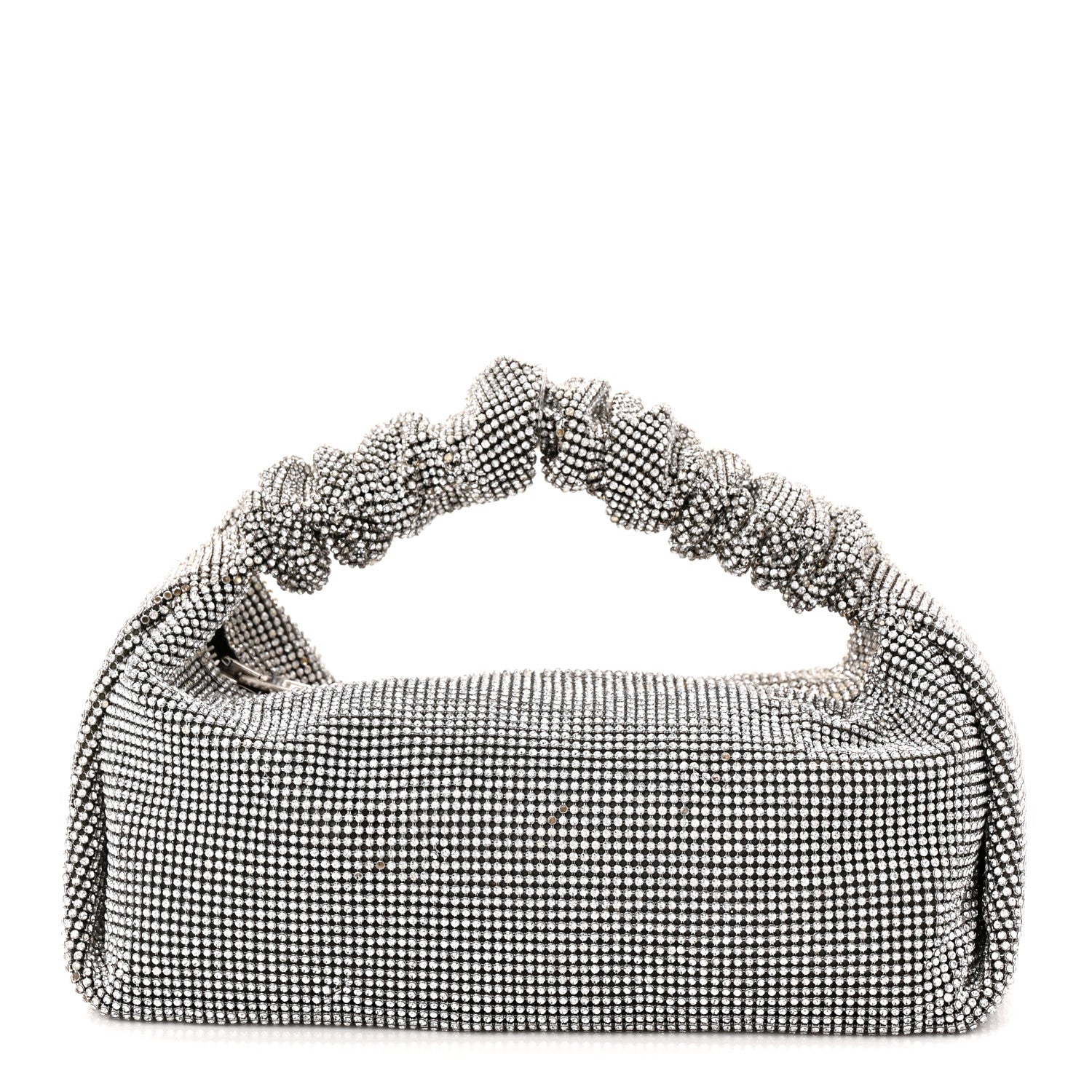 Alexander Wang Mesh Crystal Rhinestone Mini Scrunchie Clutch Black Silver 1 of 13